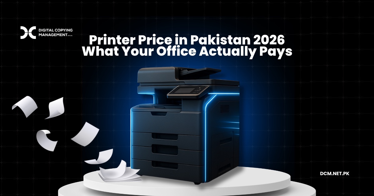 Printer price in Pakistan 2026 — office printer with cost-per-page concept