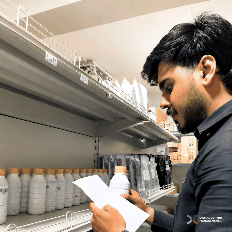 DCM staff checking toner inventory